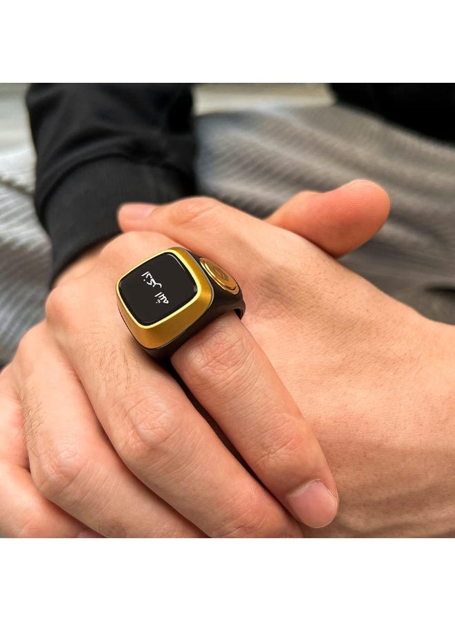 PEETTA Smart Tasbih Zikr Ring- Muslim Prayer- Prayer timing reminder- OLED display- Tasbih Counter- Smart Ring- Wearable Technology- Waterproof Black 22mm- E0120BK- 20mm- USB - Image 3